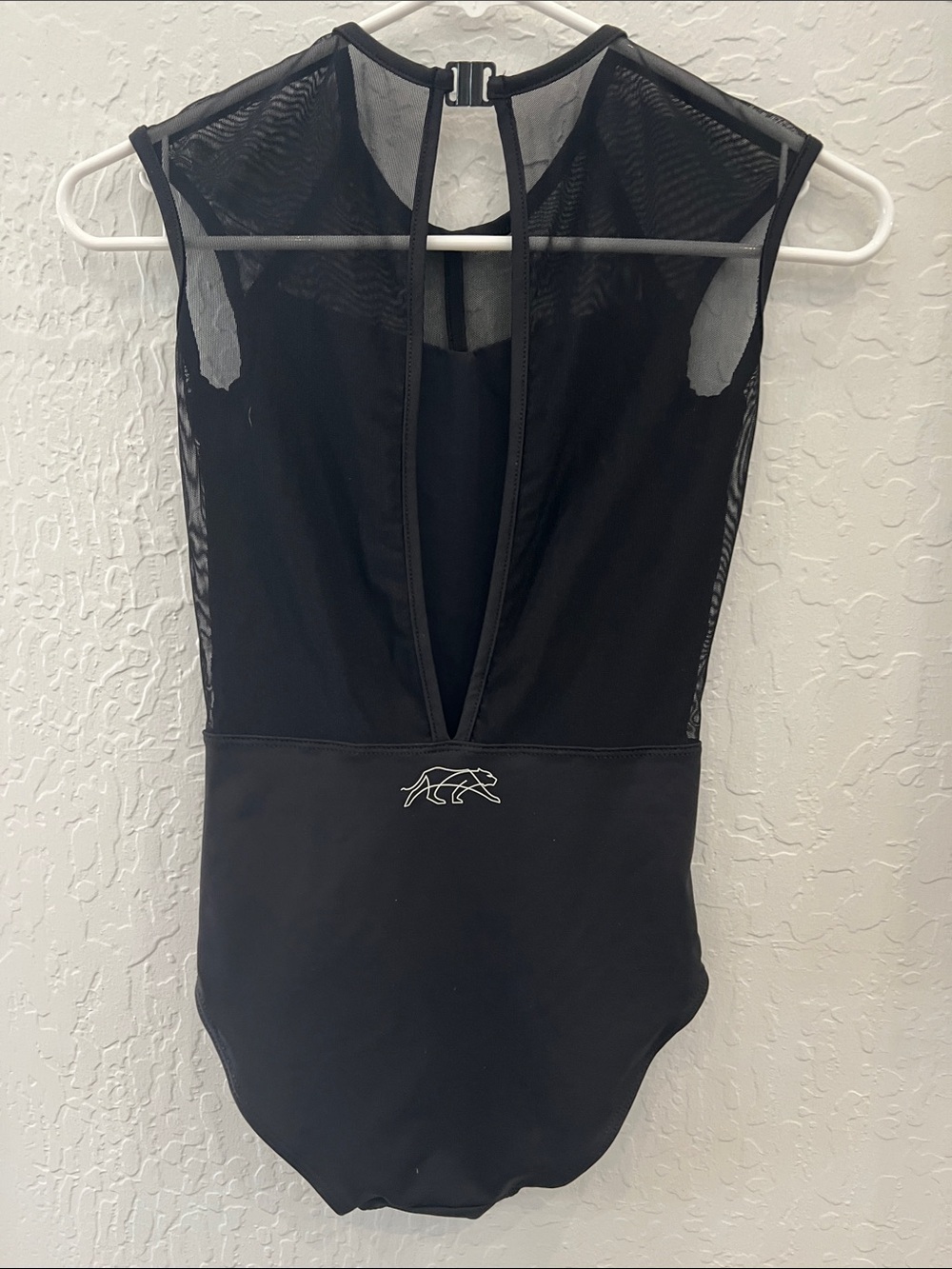 Women’s X Small  Black Mesh-Accent One-Piece  leotard by Tiger Friday. - Picture 3 of 7